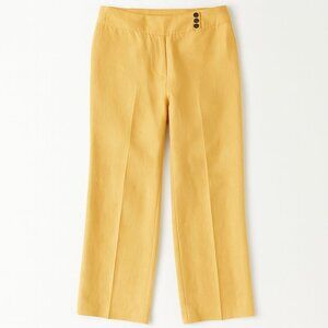 Kasper Linen Blend Pants Butter Yellow Straight Leg Career Trousers Sz 12